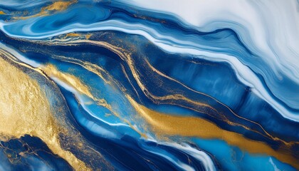 Wall Mural - ocean in rich blue and gold abstract marbled wallpaper or background 002