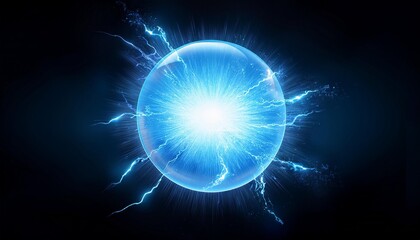 Wall Mural - blue energy sphere plasma explosion generative ai