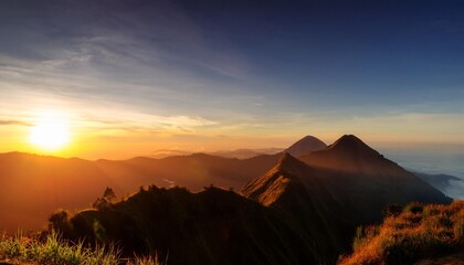 Poster - stunning sunrise over mount batur peaks