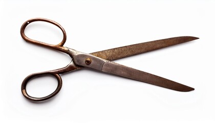 isolated old scissors on white