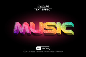 Poster - Music Text Effect Gradient Glitter Texture Style. Editable Text Effect.