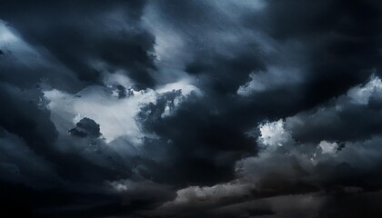 Canvas Print - black gloomy sky grunge texture dark blue gray clouds background horror scary theme poster backdrop