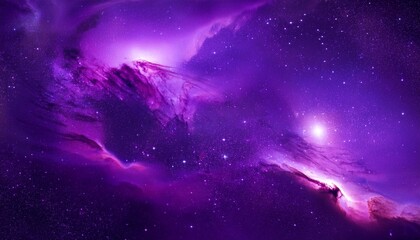 Canvas Print - cosmic purple background with bright stars and nebulae