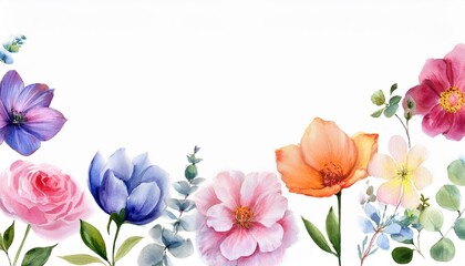 Canvas Print - watercolor flowers on a white background