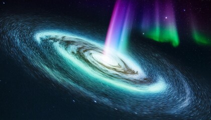 Wall Mural - our galaxy is milky way spiral galaxy with aurora borealis