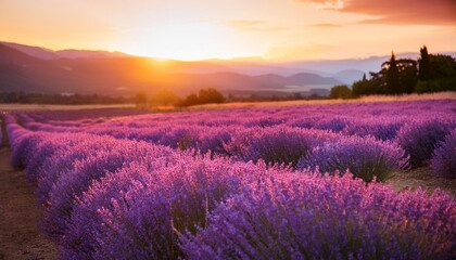 Canvas Print - lavender field at sunset beautiful summer landscape