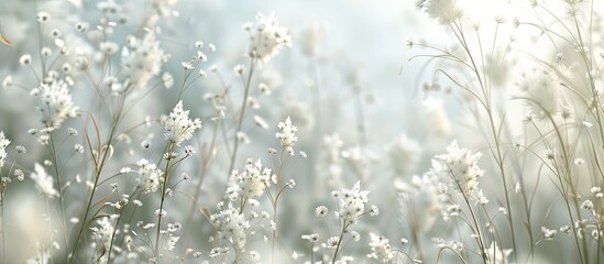Poster - Summer garden close up featuring airy hairgrass blooms creating a serene floral background with copy space image