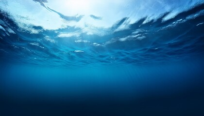 submerged tranquility dark blue oceanic surface seen below water