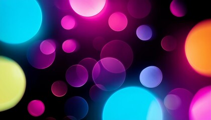 Canvas Print - neon bokeh background with neon colors on black