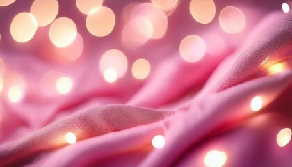 Wall Mural - magical fairy lights with soft focus and pink fabric textures for wallpaper or background 002