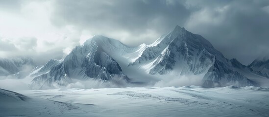 Poster - Winter is approaching enveloping the mountains in a cozy veil of snow creating an ideal setting for a romantic escape with a serene and picturesque copy space image