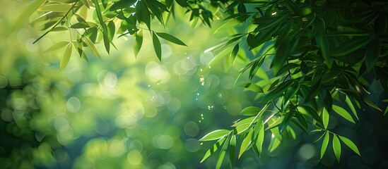 Leinwandbilder - Leaves in the background provide a serene copy space image