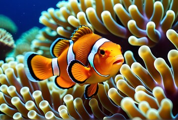 nemo clownfish swimming anemone colorful coral reef