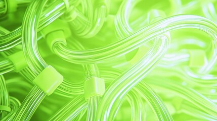 Canvas Print - Intricate Green Neon Lights Abstract Background