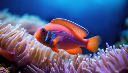 a bright coral fish among sea anemones image for covers backgrounds wallpapers and other projects about nature and sea animals