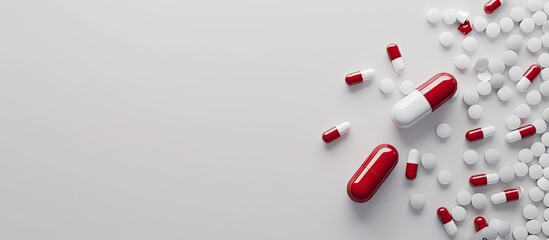 Aufkleber - Top view of antibiotic pills on a white background with copy space image available for text