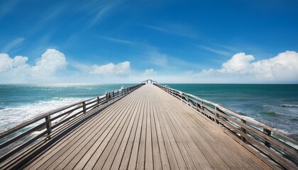 Wall Mural - pier during daytime the sky is bright blue