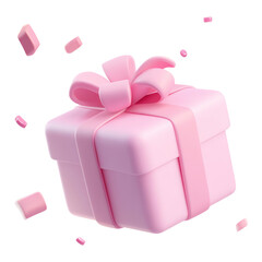 Wall Mural - pink gift box 3d render icon isolated on transparent background cutout