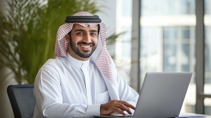 Wall Mural - Arab man with laptop