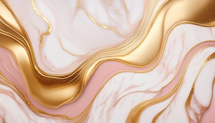 Wall Mural - golden marbled elegant digital art with creamy whites soft pinks intertwined and golden veins perfect for sophisticated decor modern branding design and digital backgrounds