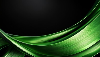 Wall Mural - abstract metallic green curves on black background modern elegance