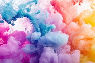 Wall Mural - Colorful ink clouds in water, vibrant color background.