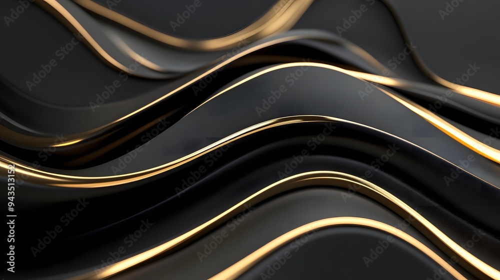 5. Stylish 3D rendering with a mix of black and gold, featuring smooth ...