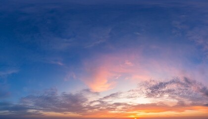 Sticker - horizon panorama and dramatic twilight sky and cloud sunset background natural sky background texture beautiful color