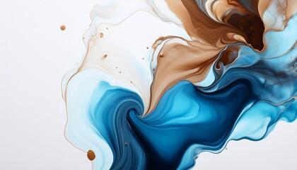 Wall Mural - a close up of a blue and brown ink swirl on a white background creating a mesmerizing abstract design