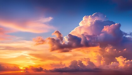 Wall Mural - beautiful color light sky with cloud background from sunset