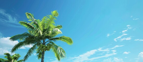 Poster - Banana tree under clear blue sky with copy space image
