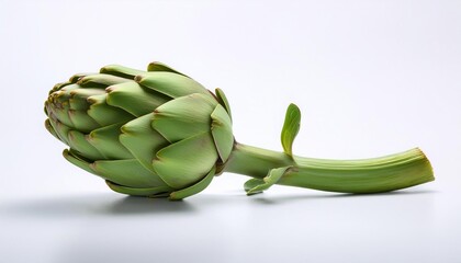 green artichoke on white background