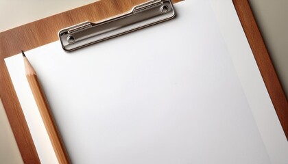 blank clipboard with blank paper and pencil