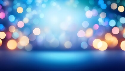 abstract blue color background with colorful bokeh empty gradient color for product display