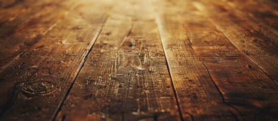 Leinwandbilder - Macro close up of a vintage style wooden table with a grainy texture providing an empty format for abstract backgrounds and designs as a copy space image