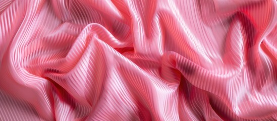 Sticker - Pink fabric with a striped design is displayed in a close up image with copy space