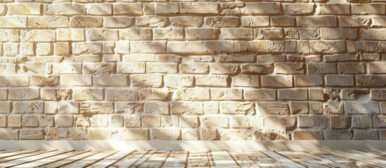 Poster - Background image of a light brown brick wall with copy space image