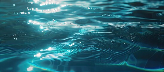 Poster - Swimming pool displaying a tranquil water surface with gentle ripples perfect for a serene copy space image