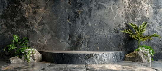 Aufkleber - Backdrop featuring a podium with natural stone elements ideal for copy space image