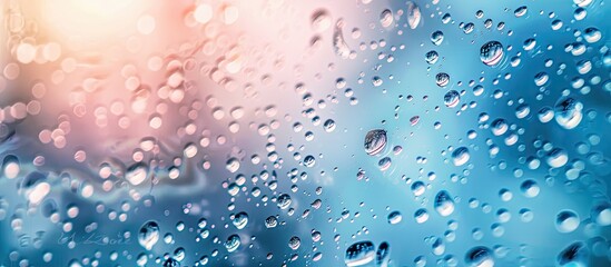 Fototapete - Water droplets on a window after rain emphasizing the concept with a copy space image