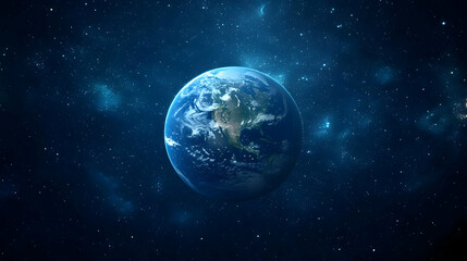 Wall Mural - A close-up of planet Earth against a backdrop of twinkling stars in the vast expanse of space.