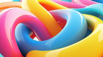 Canvas Print - Vibrant Abstract Twisting Colorful Ribbons Render