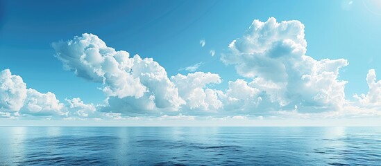 Leinwandbilder - Sea horizon featuring a clear blue sky white clouds and a vast copy space image