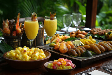 Canvas Print - Dominican Food Served On A Table