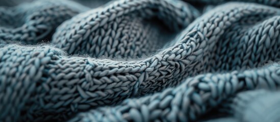 Fototapete - Detailed close up shot showcasing an abstract knitted jersey fabric backdrop featuring ample copy space for adding images