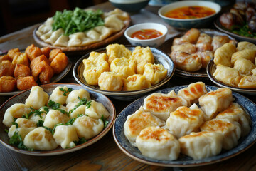 Canvas Print - Traditional Mongolian Food, Served On A Table