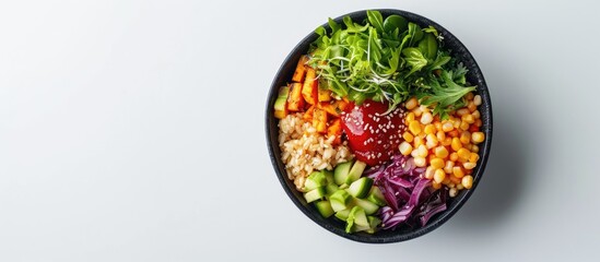 Poster - A poke bowl placed against a blank white background for a copy space image