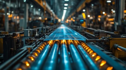 Poster - a manufacturing facility utilizes renewable energy to process materials efficiently, showcasing mode