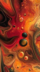 Wall Mural - Dynamic fluid art composition showcasing vibrant red and orange swirls