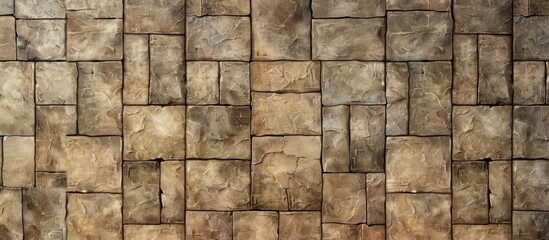 Poster - Beige ceramic tiles with brown tones for walls indoors or outdoors Ideal for background and texture with space for adding images. Creative banner. Copyspace image